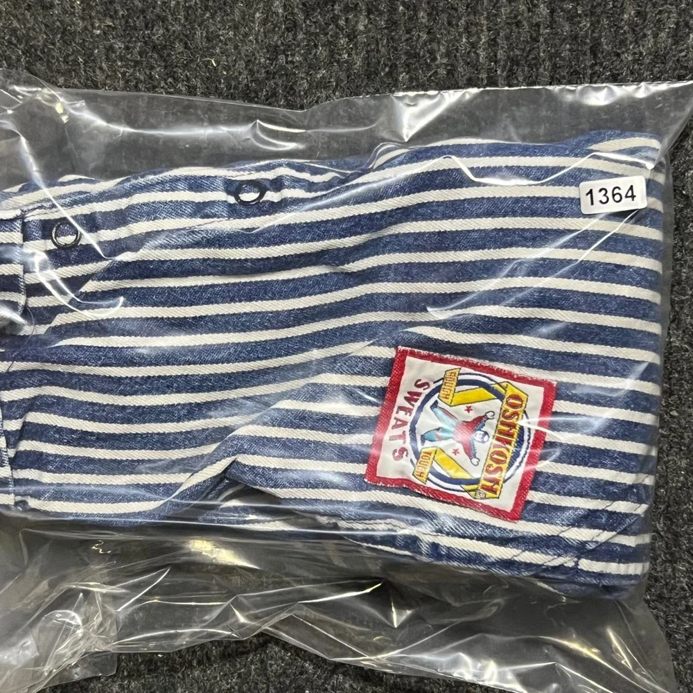 Vintage OshKosh Bgosh Overalls Kids 6/9 MO Blue Hickory Stripe Denim USA Made